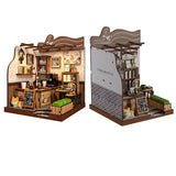DIY Miniature House Kit for Beginners, Tiny Dollhouse Book Nook Kit Bookshelf Decor, 3D Wooden Puzzle, Gifts for Family Friends Adults Teens, Rustic Farmhouse Café