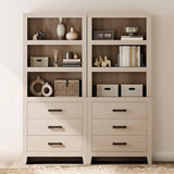WAMPAT 74" Tall BookBookshelf, Large Farmhouse Bookcase with 3 Drawers