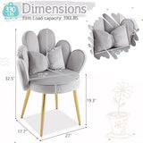 VINGLI Petal Makeup Vanity Chair with Back,Flower Cute Girls Desk Chair