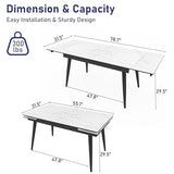 Extendable Dining Table for 4-8, 55"- 78" Rectangular Sintered Stone Dining Room Table