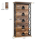 Tribesigns 6-Tier Bookcase, 71 Inches Industrial Bookshelves and Bookcases, Floor Standing 5 Shelf Display Storage Shelves, Brown and Black