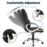 Office Chair, 350lbs Executive Leather Chair Home Office Desk Chairs, Ergonomic Computer Gaming Chair | Black AYEASY