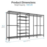 VIPEK S4 Heavy Duty Clothes Rack with Shoe Shelves Freestanding Clothing Rack with 6-Tier Shoe Rack, 4 Hanging Rod, Adjustable Shelf, Black