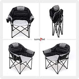 SUNNYFEEL Oversized Camping Chair Heavy Duty 500 LBS Portable Folding Chairs Black Large Sofa Chair for Beach, Trip, Picnic, Lawn, Outdoor Camp Chair for Adults & Carry Bag