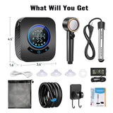 Upgraded Portable Shower with Heater, 1500W Immersion Heated, 8000mAh Rechargeable Camping Shower Pump with LED Display, IPX8 Waterproof Lightweight Outdoor Shower Pump Kit for Hiking
