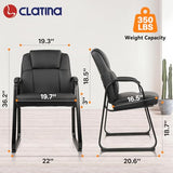 Office Guest Chair Leather Reception Chair with Bonded Padded Arm Rest and Sled Base Desk Chair