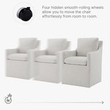 KISLOT Upholstered Dining Chairs with Casters, No Assembly Modern Accent Armchair with Rollers for Dining Room, 4 Box