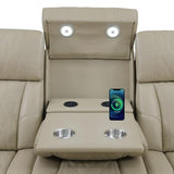 Recliner Sofa Sectional Sofa with LED Light for Living Room, Air Leather Reclining Corner Sectional Sofa Set, Cup Holder