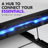 Tilted Nation Gaming Laptop Cooling Pad with USB Hub - Boost Performance, Stay Comfortable - RGB Laptop Cooler Stand with Adjustable Height & Fan Speed