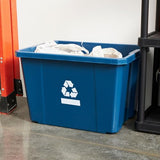 Living Medium Curbside Blue Box, Plastic 17 Gallon/64 Litre Home Trash Can Refuse and Recycling Bin