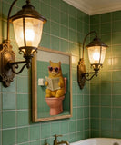 Framed Funny Cat Bathroom Wall Art Orange Cat on Toilet Reading Newspaper Picture Wall Decor Animal Bathroom Poster Print for Restroom Toilet Home Decoration 12x16 in