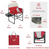 SUNNYFEEL Heated Camping Directors Chair, Heavy Duty,Oversized Portable Folding Chair with Side Table, Pocket for Beach, Fishing,Trip,Picnic,Lawn,Concert Outdoor Foldable Camp Chairs