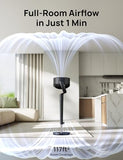 Dreo Fan for Bedroom, 120° Oscillating Standing Fan, Quiet Floor Fan with DC Motor, Pedestal Fan for Room, 9 Speeds, 4 modes, 20dB, 120° Manual Vertical, 37-42" Adjustable Height, 9H Timer, Black