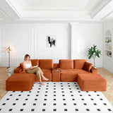 127-Inch U-Shaped Symmetrical Cloud Sectional Couch Compressed Modular Boneless Sectional Sofa with Chaise Lounges and Console