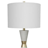 Pemberly Row 30.5" Hourglass Resin & Metal Table Lamps, Matte White Finish with Brushed Gold Band, Linen Shade, 3-Way Switch, Modern Set of 2 for Living Room, Bedroom, or Office