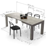 Mobili Fiver, Iacopo Extendable Dining Table, 55.1(86.6) x35.4 in, Concrete Effect