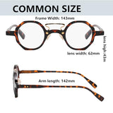 AOOLIA 2 Pcs Round Reading Glasses for Women Men, Stylish Eyeglasses Frame with Spring Hinge, Blue Light Blocking Eyewear (Dark Blue/Leopard, 2, x)