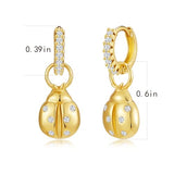 YOIHUR Cute Gold Hoop Earrings for Valentine's Day, 14K Gold Plated Hypoallergenic Jewellery CZ Huggie Drop Earrings, Zircon Ladybug Pendants Earring Jewelry Gifts for Women