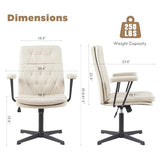 HoeuThien Desk Chair Without Wheels Swivel Tilt Home Office Chair with Criss Cross Legs Solid Accent Armchair Cream White