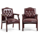 Leather Office Guest Chairs Set of 2, Ergonomic Waiting Room Chair with Arms Reception Chairs