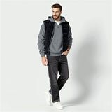 GINGTTO Mens Quarter Zip Pullover Hoodies For Men Grey Corduroy Sweater Men 1/4 Zip Hoodie L