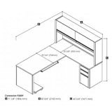 BOWERY HILL Modern Wood 5 Piece L-Shaped Computer Desk with Hutch