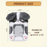 2PCS Cute Plush Photocard Holder with Keychain, Cartoon Animal Photo Sleeve ID Bank Badge Holder, Soft Idol Photo Protective Cover for Fans School Office, Best Christmas Birthday Gift