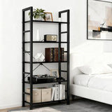 SageNest 5-Tier Bookshelf, Free Standing Wooden Bookcase with Open Storage Shelves with Metal Frame, Black