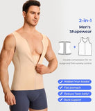 TAILONG Men Compression Shirt For Body Slimming Tank Top shaper Tight Undershirt Tummy Control Girdle (X-Large, Beige)