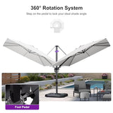 PURPLE LEAF 9' X 12' Left-right Tilt Patio Umbrella Outdoor Cantilever Swivel Rectangle Umbrella Aluminum Offset Umbrella, White