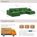 KISLOT 138" Boneless Cloud Couch,Sectional No Assembly Required