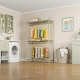VIPEK X1 Expandable Clothes Rack Heavy Duty Adjustable from 2' to 3'5" with Adjustable Shelves and Hanger Rods, Gold