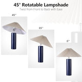 EOEYYOYB Ceramic Table Lamps for Bedroom Set of 2, Adjustable Shade Lamps for Night Stands, Modern Cylindrical Nightstand Table Lamps, Blue