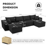 135.4" Modular Boneless Couch, Sectional Couches for Living Room, Black
