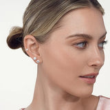 Carbon Atelier IGI Certified 2 Carat Lab Grown Diamond Round Stud Earrings for Women in 14K White Gold (D-E-F, VS1-VS2, 2.00 cttw) 4-Prong Brilliant Cut Diamond Push Back Studs