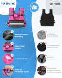 TAEVNO Adjustable Weighted Vest for Women Men, 6-12lb Comfort Fit - U-Shaped Ergonomic Weight Vest with 6 Removable Iron Sandbags, Large Front Mesh Pocket & Reflective Strips, Ideal for Running, Walking, Strength Training, HIIT, Cardio Workouts（Pink）
