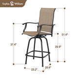 Sophia & William Patio Swivel Bar Stools Set of 6, Bar Height Patio Chair, High Top Patio Chairs, Supports 300 lbs (Brown Fabric)