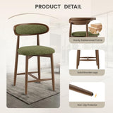 Wooden Bar Stools Set of 4, 24.8” Counter Height Stools with Rubberwood Legs & Ergonomic Backrest