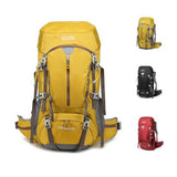 MIVENTO 50L Hiking Backpack - Water-Resistant Nylon Bag with Flap Top, Camping Travel Backpack for Men Women (Yellow)