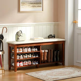 FAGAGA Shoe Bench with Flip-Top Storage, Solid Wood Entryway Bench with Cushion, Adjustable Shelf, Shoe Rack Front Door Entrance Organizer for Hallway, Living Room, Mudroom (Beige, 47.2" L)