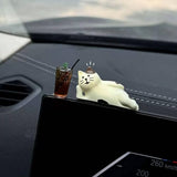 RCAGCAT 3 Pcs Cute Cat Accessories,Mini Rearview Mirror Dashboard Ornaments