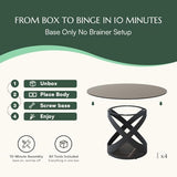 POVISON 51" Modern Round Dining Table, Glass