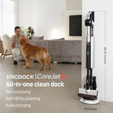 VACDOCK CoreJet5+ Cordless Vacuum Cleaner, 450W 150AW 33KPA Self-emptying Stick Vacuum with All-in-One Dock & 2 Rechargeable Battery for Home, Pet Hair, Carpets and Floors, 3 Power Modes Up to 60 Mins