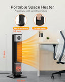 Space Heater with Thermostat, Oscillating Ceramic Tower Heater for Large Room, Timer and Remote Control, 1500W Fast Heating, 3D Realistic Flame, Overheat Protection, Digital Display, 33 Inches
