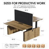 SAINTCY Two-Person Standing Office Desk with Built-in USB Outlet, Adjustable
