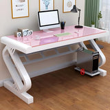 LAKIQ Contemporary Glass Home Office Computer Desk Rectangular Gaming Desk