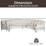 Legend Vansen L Semicircle Velvet Sofa 141.34” Oversized Sectional Curved Sofa for Living Room