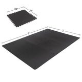 Interlocking EVA Foam Floor Tiles for Home Gym, Yoga Mat, Workout Equipment, or Child's Play Surface - Set of 6, (Black) by Stalwart Stalwart