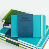 CuppaClip Watercolor Paper Cotton Cold Press with Inner Pocket Watercolor Sketchbook Journal As Travel Notebook 300 GSM 140 LB (Blue-Cold Press, 8.26x5.82in)