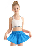 EQSJIU Girls Athletic Flowy Shorts with Pocket 2 in 1 Butterfly Shorts for Teen Girls Ocean Blue Youth Running Sports Spandex Shorts 5-6 Years